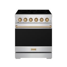 Gordon Ramsay Series by Thor Kitchen 4.55 Cu. Ft Freestanding Electric Range with Bronze Hardware - Stainless Steel