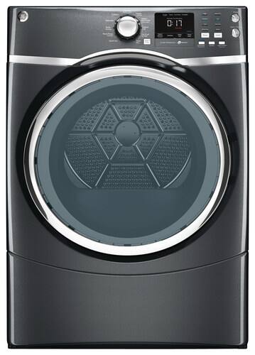 Front. GE - 7.5 Cu. Ft. 10-Cycle Steam Gas Dryer - Diamond Gray.