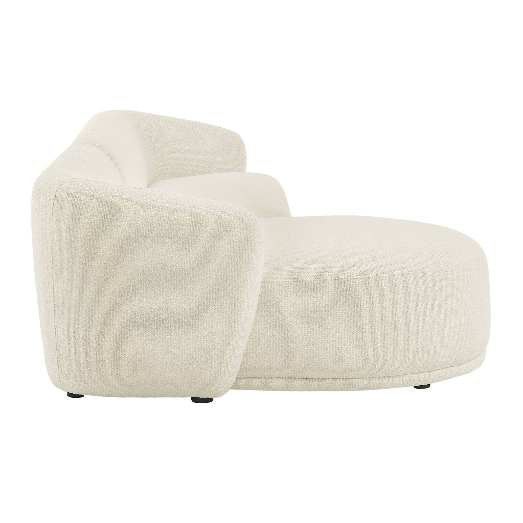 Back. Modway - Monica 2 Piece Left Facing Boucle Fabric Modular Sofa with Chaise by Modway - Cream.