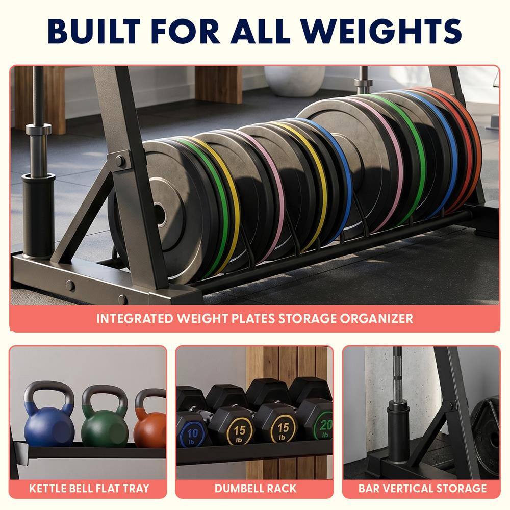SereneLife SQUATZ 3 Tier Dumbbell Rack, Heavy Duty Steel Weight Storage ...