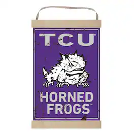 Jardine - TCU Horned Frogs Faux Rust Banner Sign - Purple