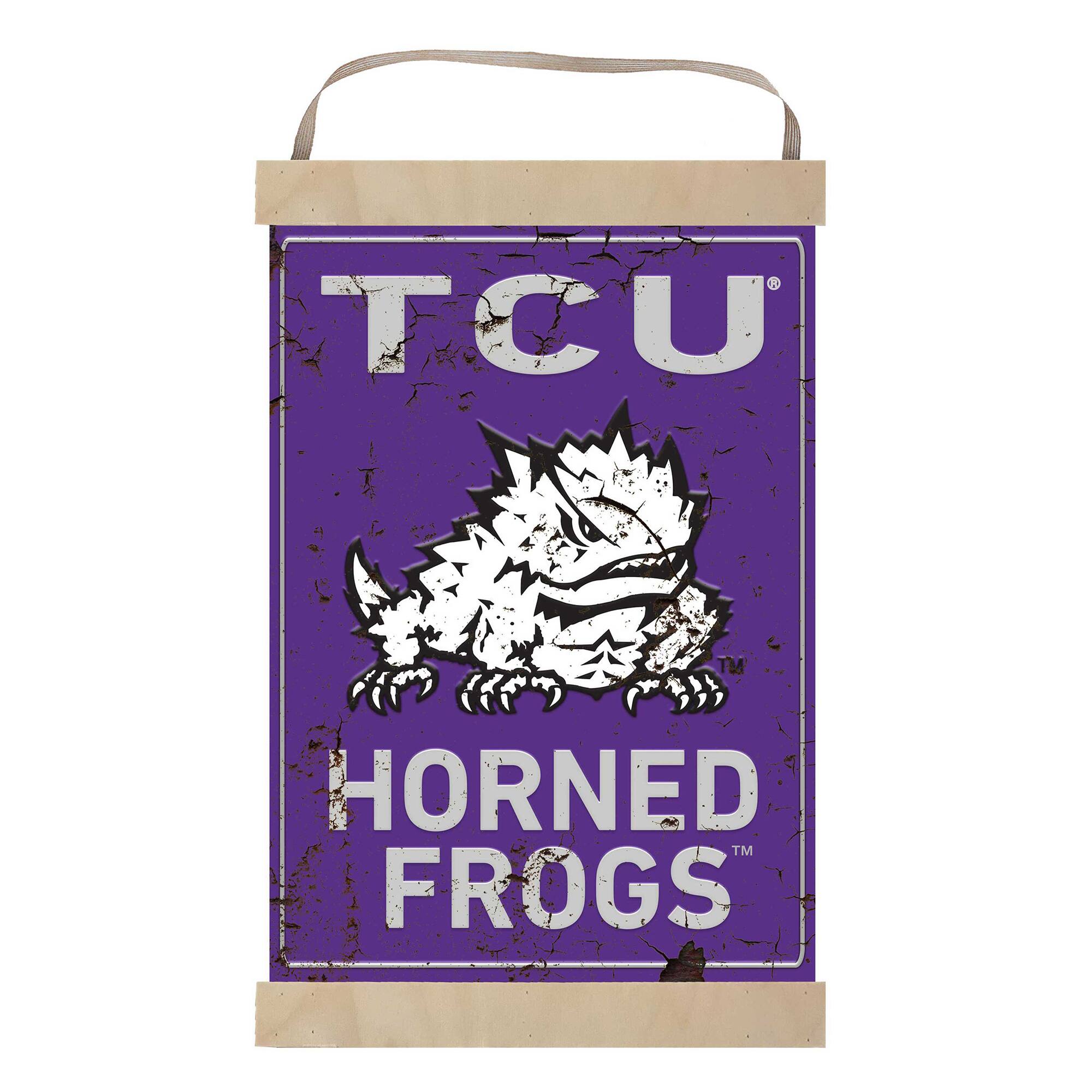 TCU Horned Frogs Faux Rust Banner Sign