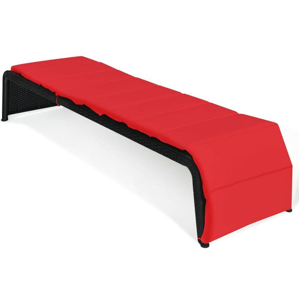 Angle. Kadyn - Outdoor Chaise Lounge Chair, Patio Rattan Lounge Chair Back Adjustable Chaise Recliner - Red.