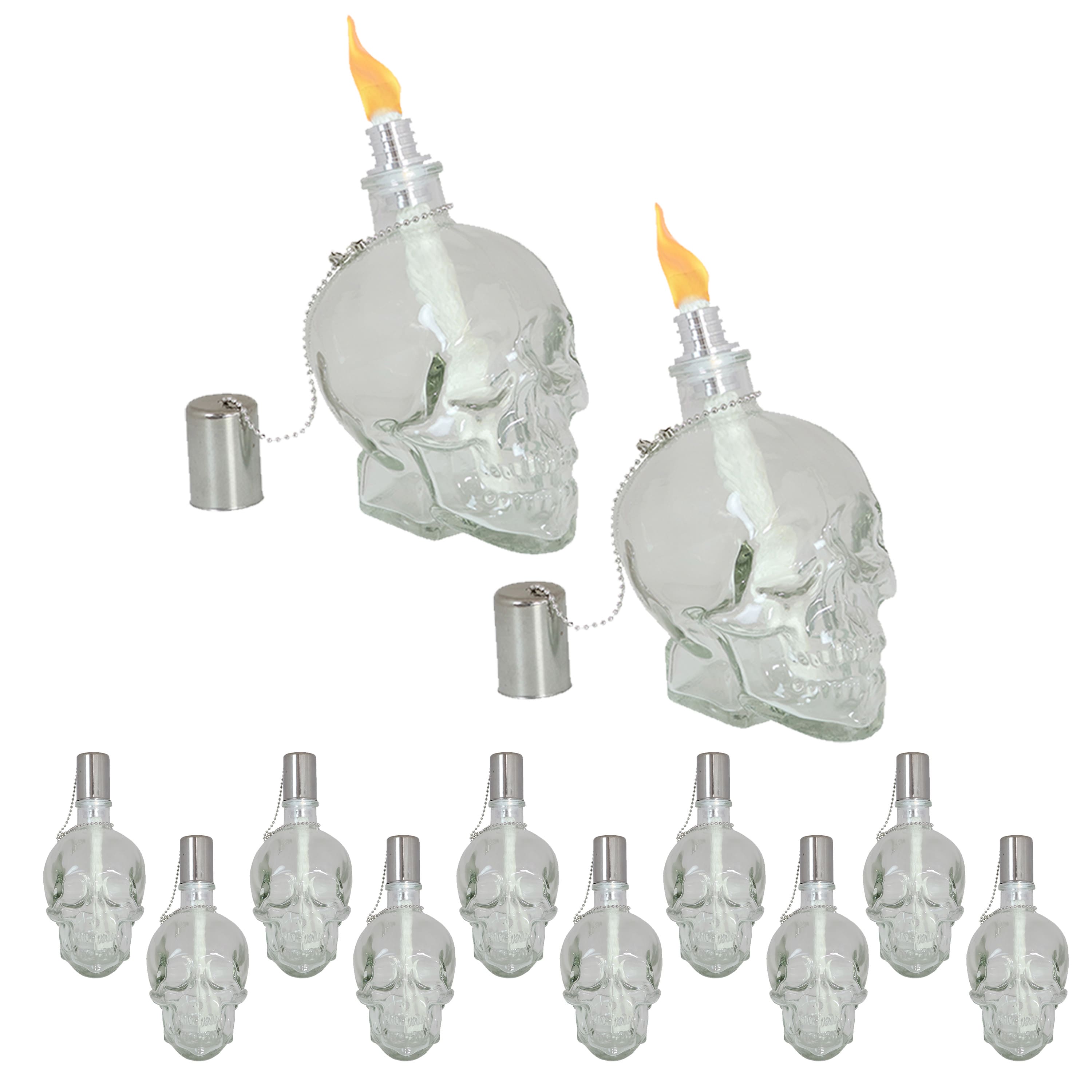 Sunnydaze - Glass/Aluminum Grinning Skull Tabletop Torches - Set of 16 - Clear price history on PriceWatchPro