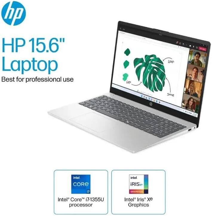 HP 15.6" Laptop  
Best for professional use  

Intel Core i7-1355U processor  
Intel Iris Xe Graphics