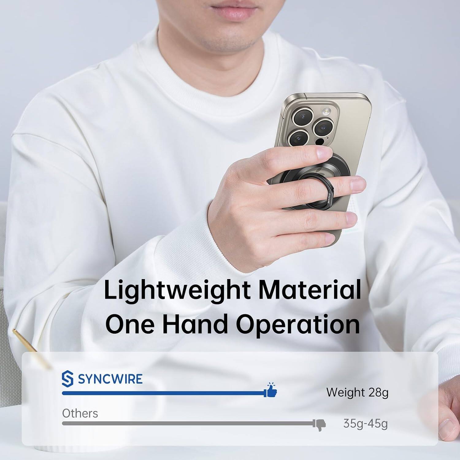 Lightweight Material One Hand Operation

SYNCWIRE
Others

Weight 28g
35g-45g