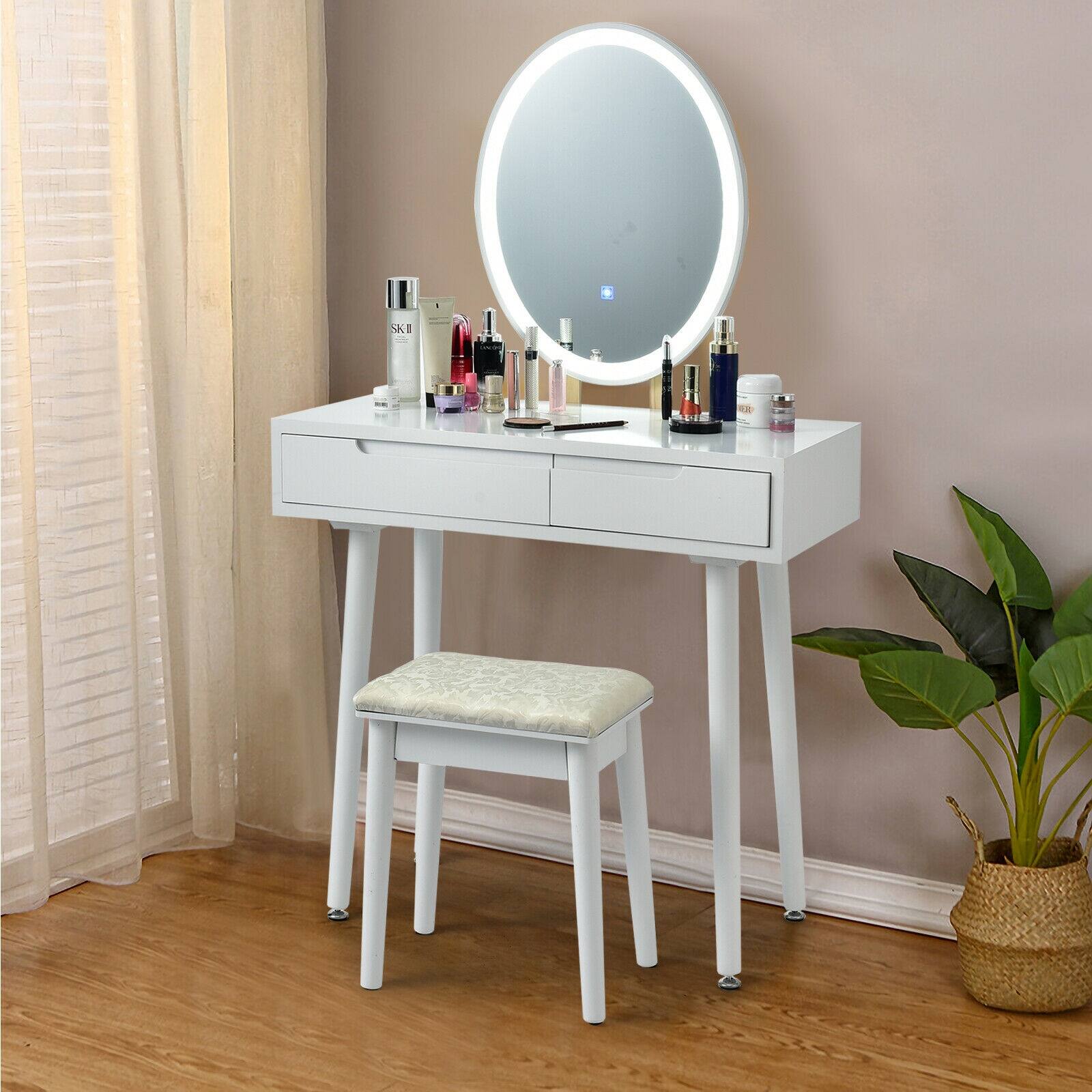 Alt View 9. Ecooso - Touch Screen Vanity Table Set with Lighted Mirror and Comfortable Padded Stool - White.