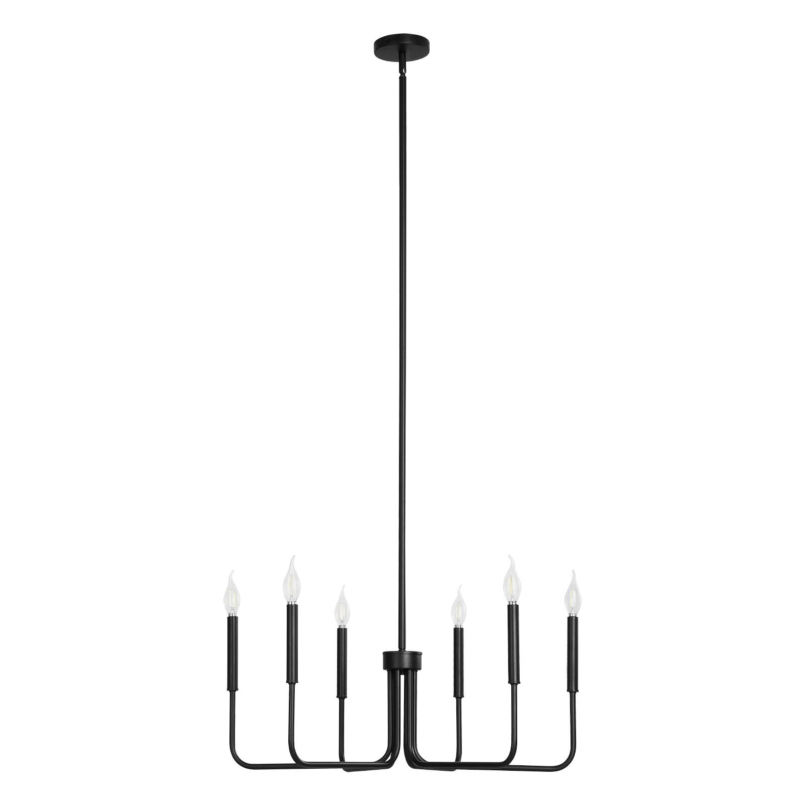 Alt View 5. VEVOR - 6-Light Chandelier, Black Farmhouse Chandelier, Adjustable Height, Dining Room Hanging Light Fixture for Ceilings - Black.