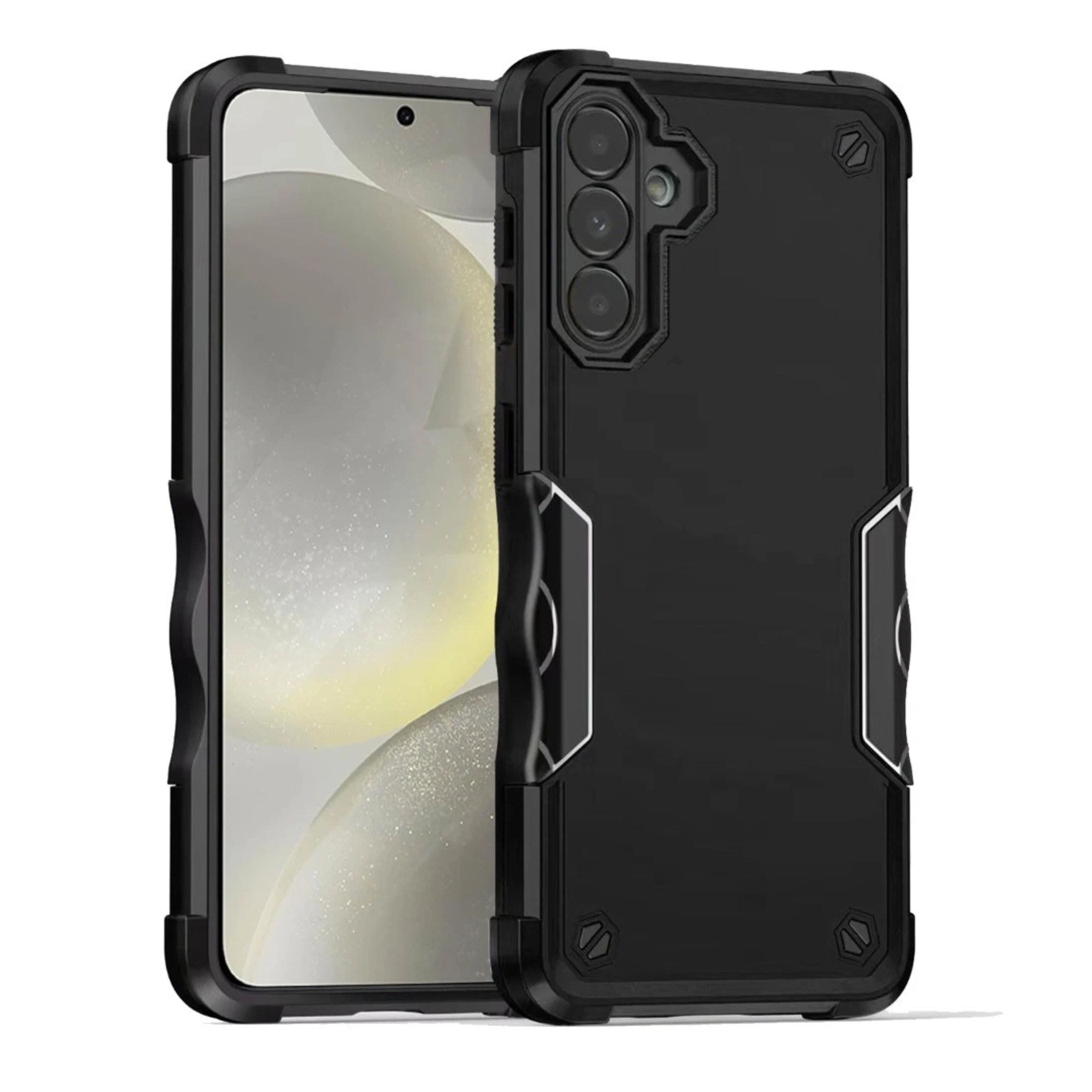 Kitcheniva - Shockproof Grip Design Phone Case With Tempered Glass For Samsung Galaxy S25/S24 - Black price history on PriceWatchPro