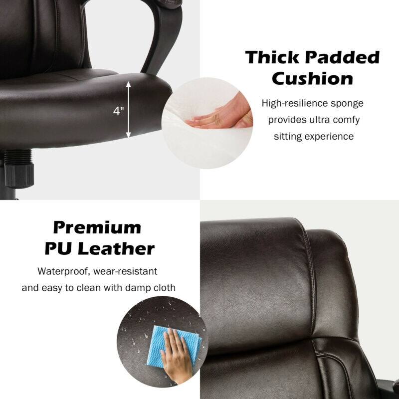 Thick Padded Cushion: High-resilience sponge provides ultra comfy sitting experience.
Premium PU Leather: Waterproof, wear-resistant and easy to clean with damp cloth.