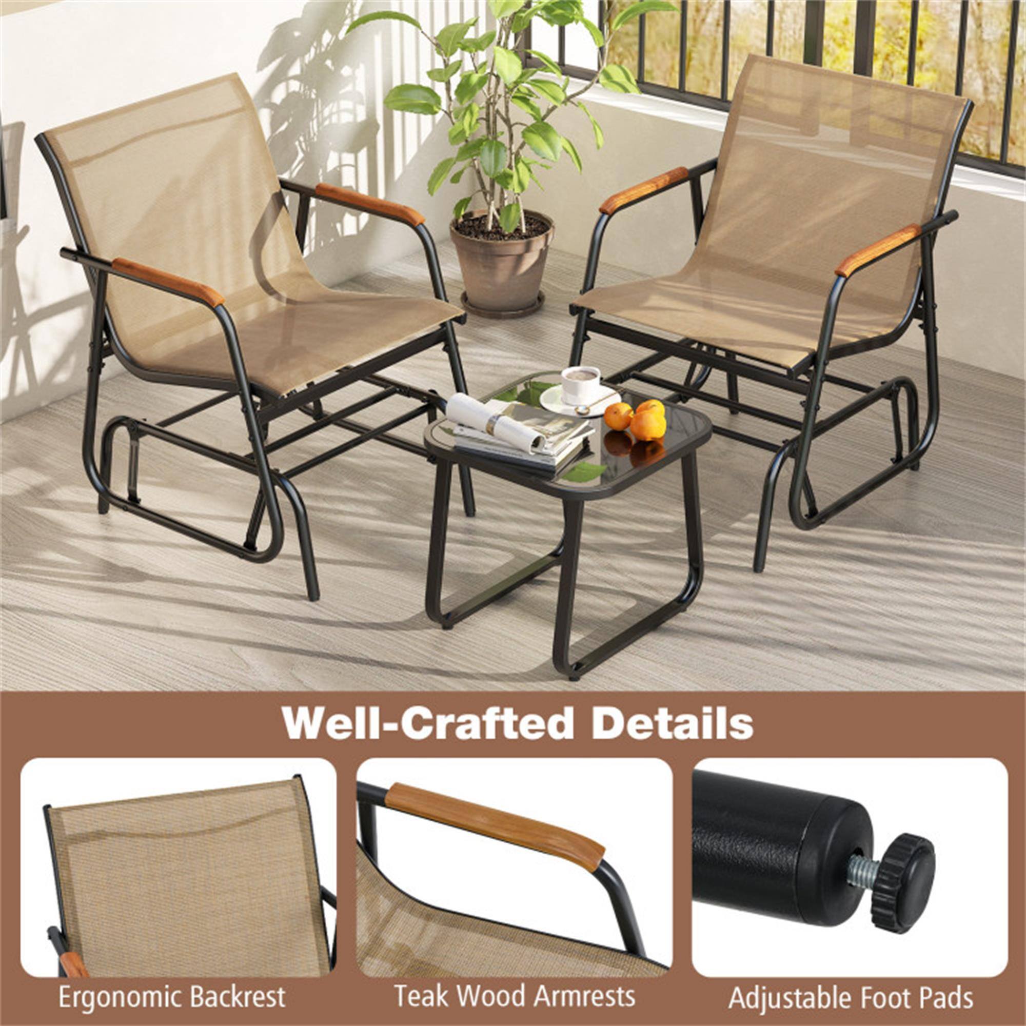 Well-Crafted Details

- Ergonomic Backrest
- Teak Wood Armrests
- Adjustable Foot Pads