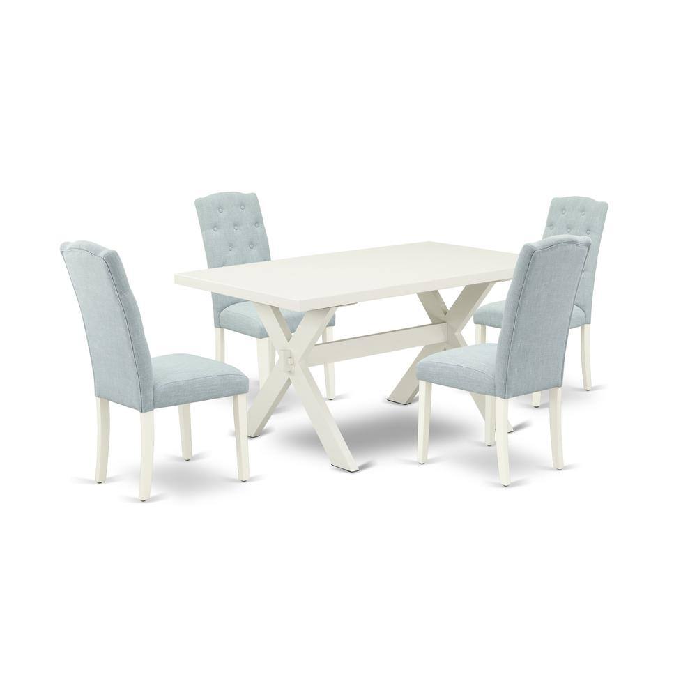 Left. East West Furniture - East West Furniture X026CE215-5 - 5-Piece Rectangular Dining Table Set - 4 Parson Dining Room Chairs and Dinette Table - Multi-Color.