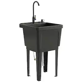 Outsunny - 23-Gallon Utility Sink Laundry Tub for Washing Room - Black