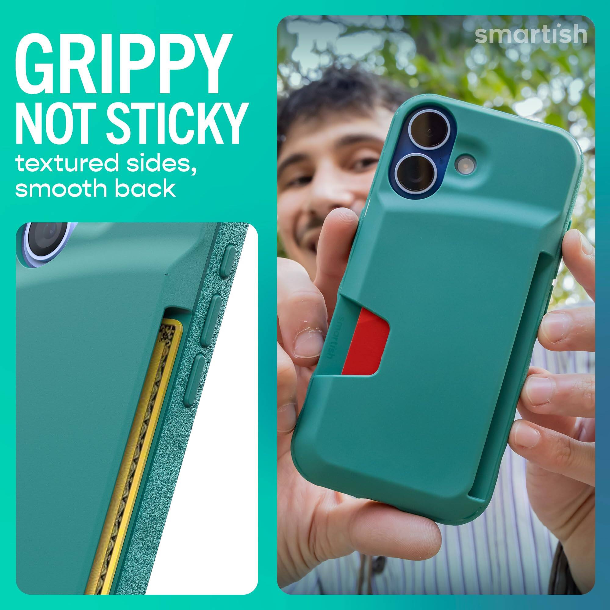 GRIPPY NOT STICKY textured sides, smooth back

smartish