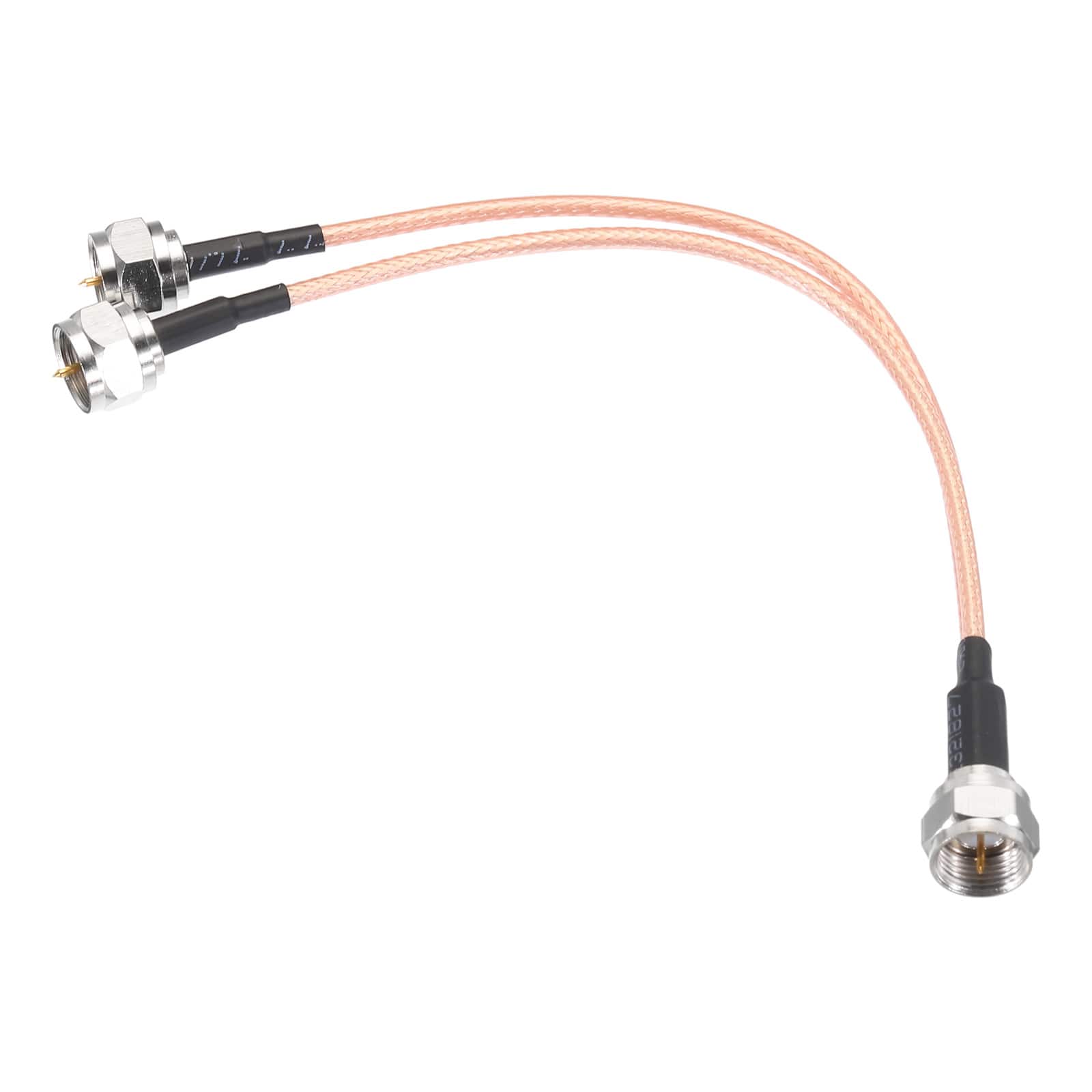 Unique Bargains - RG6 Coax Splitter 3Way F Male to 2 F Male 6in 75 Ohm for Antenna/TV/Video/DVD Player, RG316 Coax - Rose Gold