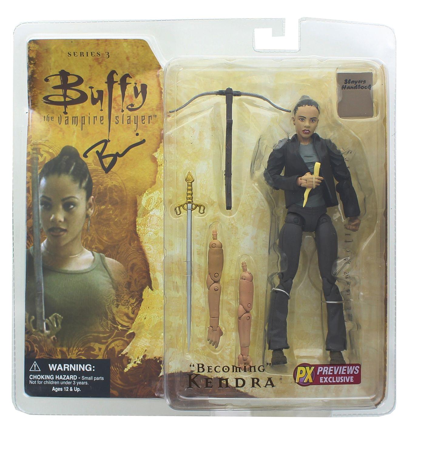 SERIES 3  
Buffy the Vampire Slayer™  
Slayers Handbook™  

WARNING: CHOKING HAZARD - Small parts. Not for children under 3 years. Ages 12 & Up.  

"Becoming"  
KENDRA  

PREVIEWS EXCLUSIVE  

3 Slayers Handbook™