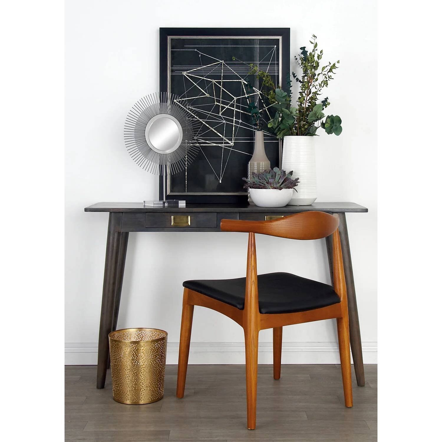 Alt View 1. Hivvago - 1.3 Gallon Round Perforated Copper Gold Metal Waste Basket Trash Can - Copper Gold.