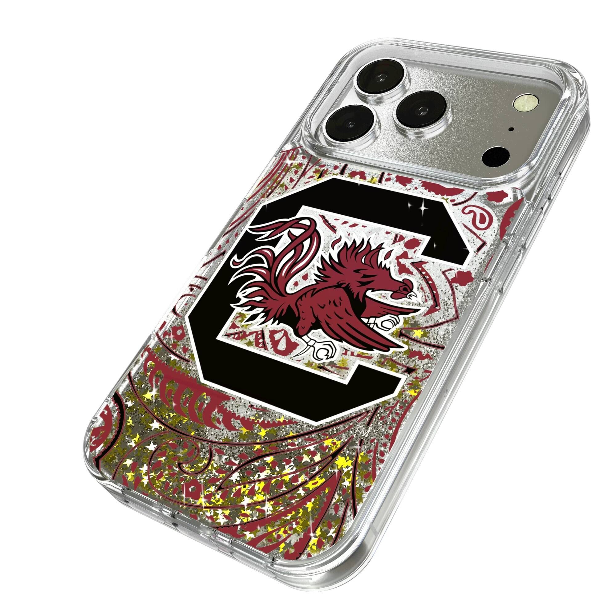 Alt View 1. Keyscaper - South Carolina Gamecocks iPhone Glitter Paisley Design Case - 15 - Multicolor.