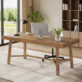 Tribesigns - Office Executive Desk, For Computer Work and Writing in Home Offices and Everyday Organization - Brown