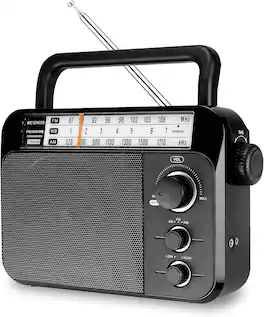 Retekess - TR604W AM FM NOAA Radio, Portable Emergency Weather Radios , Best Reception, AC or D Battery Powered - Black