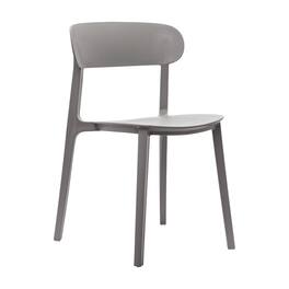 Flash Furniture - Dover Indoor-Outdoor Stacking Patio Chair with Curved Backrest, Commercial All-Weather Resin Chair - Gray