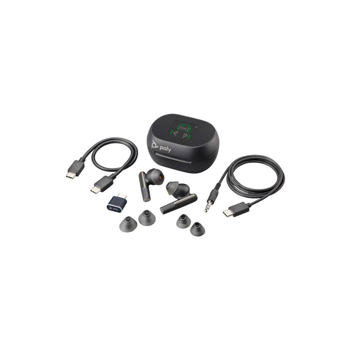 Alt View 6. HP - HP Poly Voyager Free 60+ UC True Wireless Active Noise Canceling Earbuds, Zoom Certified, Carbon Black - Black.