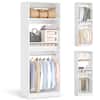 Front. Aheaplus - 25'' Closet System with 2 Hanging Rods, Freestanding Closet Organizer System with Adjustable Shelves - White.