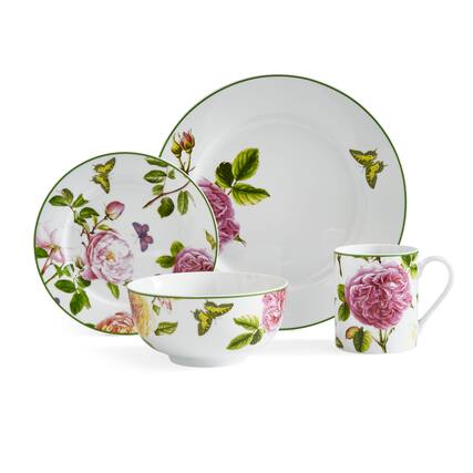 Front. Portmeirion - Portmeirion Home 16-Piece Dinnerware Set - Roses - Multicolored.