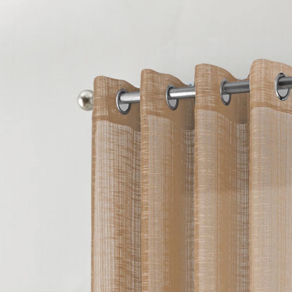 Left. RT Designers Collection - RT Designers Collection Dexter Linen Texture Grommet Light Filtering Window Curtain Panel 54" x 90" Taupe - Taupe.