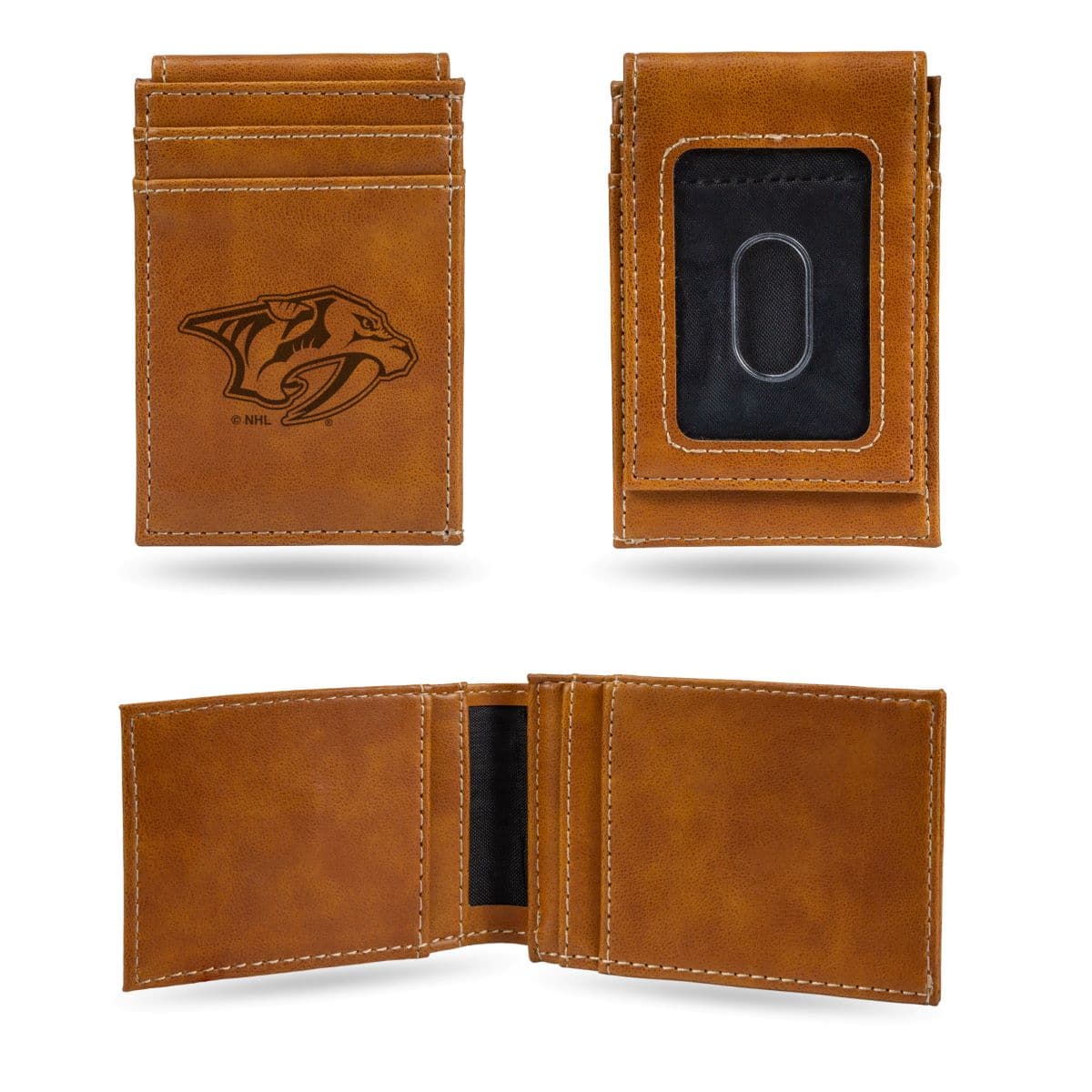 Rico Industries - Nashville Predators Brown Money Clip Front Pocket Slim Wallet - Multi