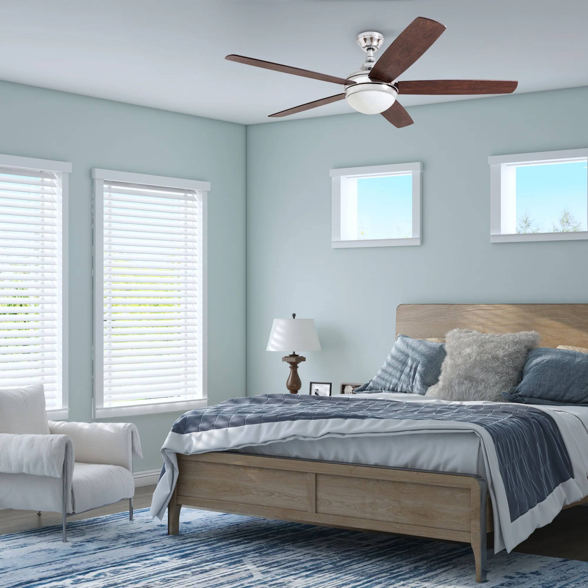 Alt View 8. Prominence Home - Prominence Home Ashby 52" Ceiling Fan w/Light, Remote, & 5 Blades, Oak/Chrome - Chrome.