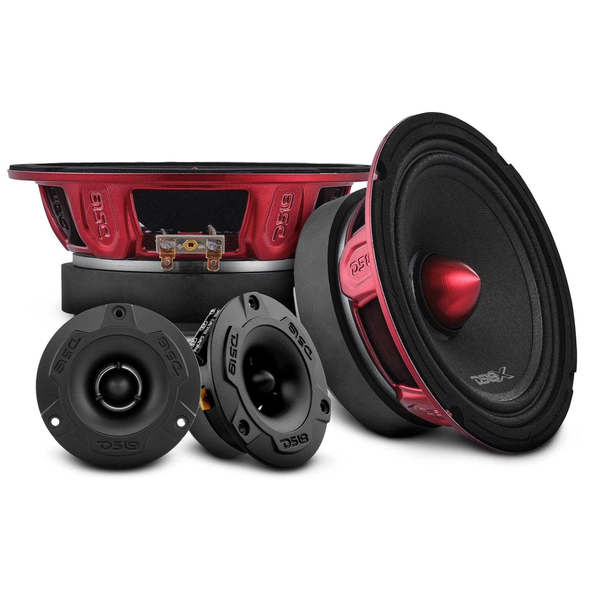 DS18 Audio - PRO-X 6.5" Mid-Range Loudspeakers with Bullet and Super Bullet Tweeters Package, 250W RMS 4-Ohm