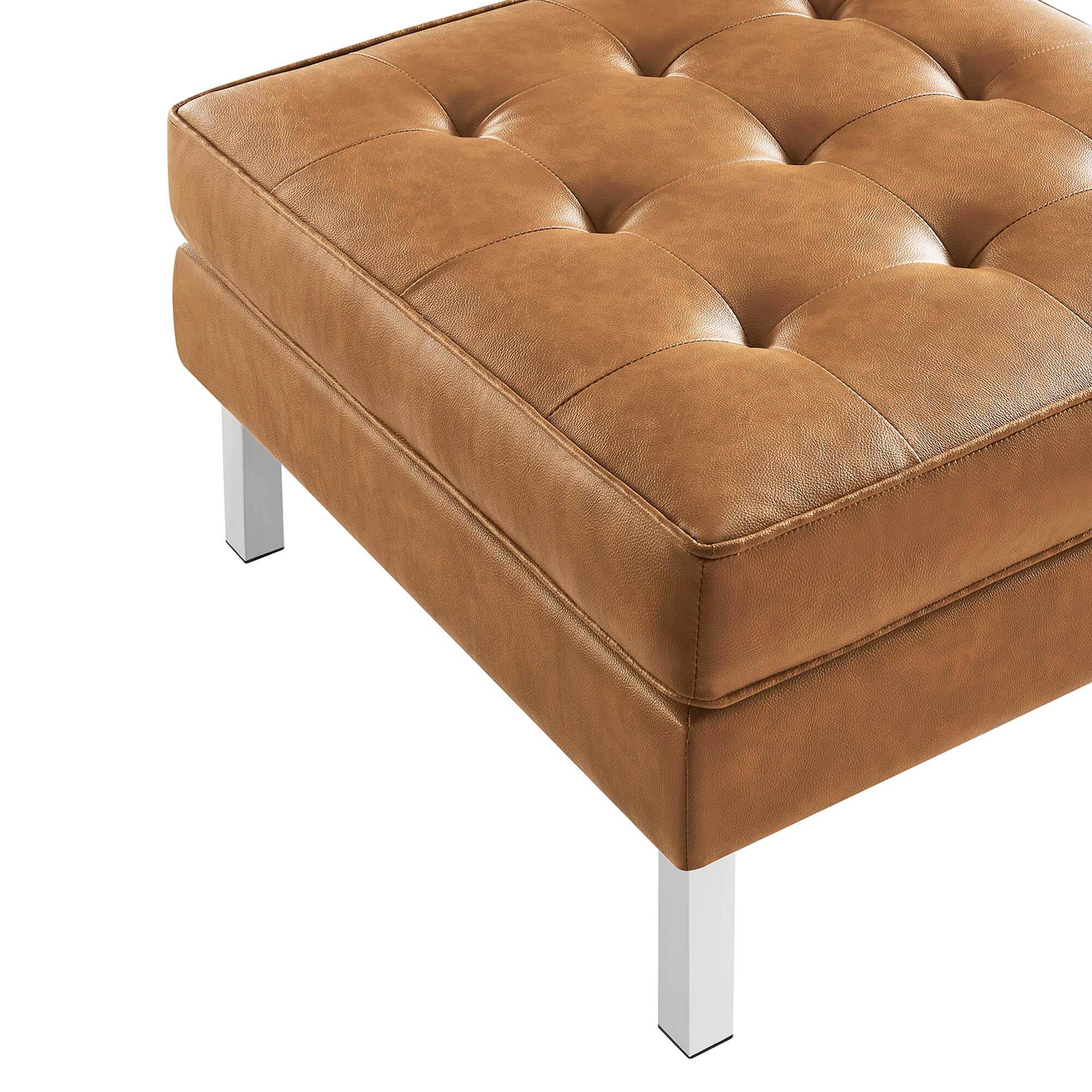 Alt View 5. Modway - Loft Tufted Vegan Leather Armchair and Ottoman Set by Modway - Brown.