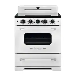 Unique Appliances - 30 in. Wide 5 Elements Classic Retro 3.9 Cu. Ft. Freestanding Induction Range with Air Fry - Marshmallow White