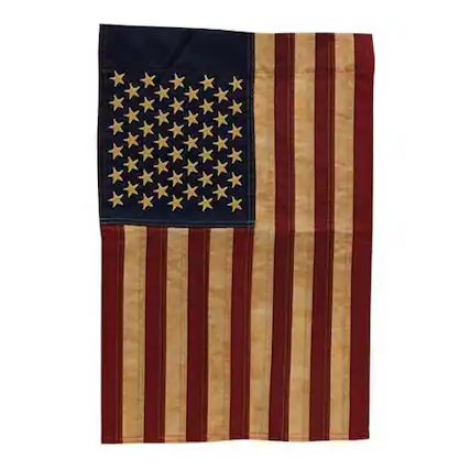 Front. BreeBe - Embroidered Nylon Teastained American Garden Flag - Multicolor.