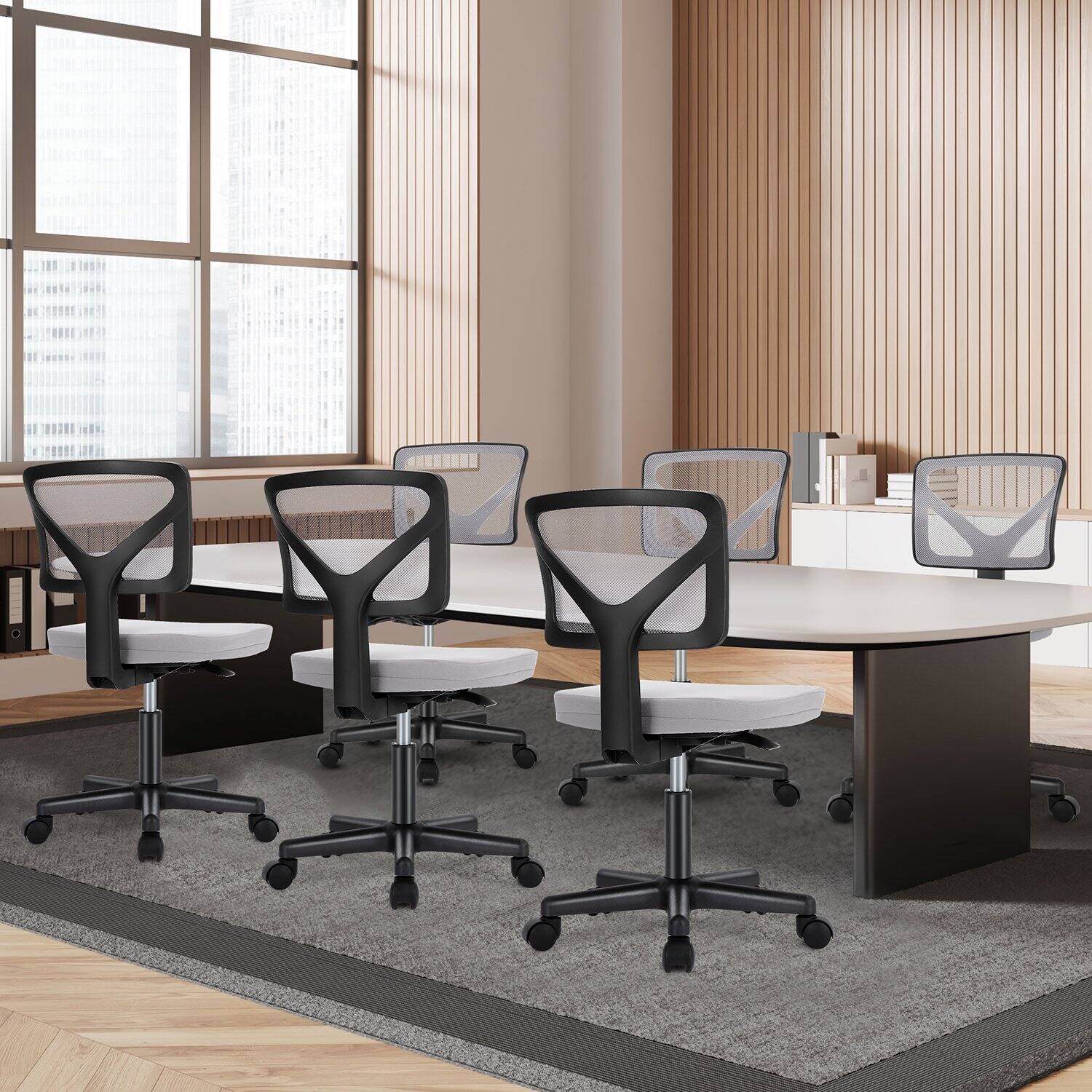 Alt View 5. AOITUN - Home Office Desk Chair, Armless Mesh Computer Chair Small Space Swivel Adjustable Low Back Task Chair for Teens/Adults - Gray.