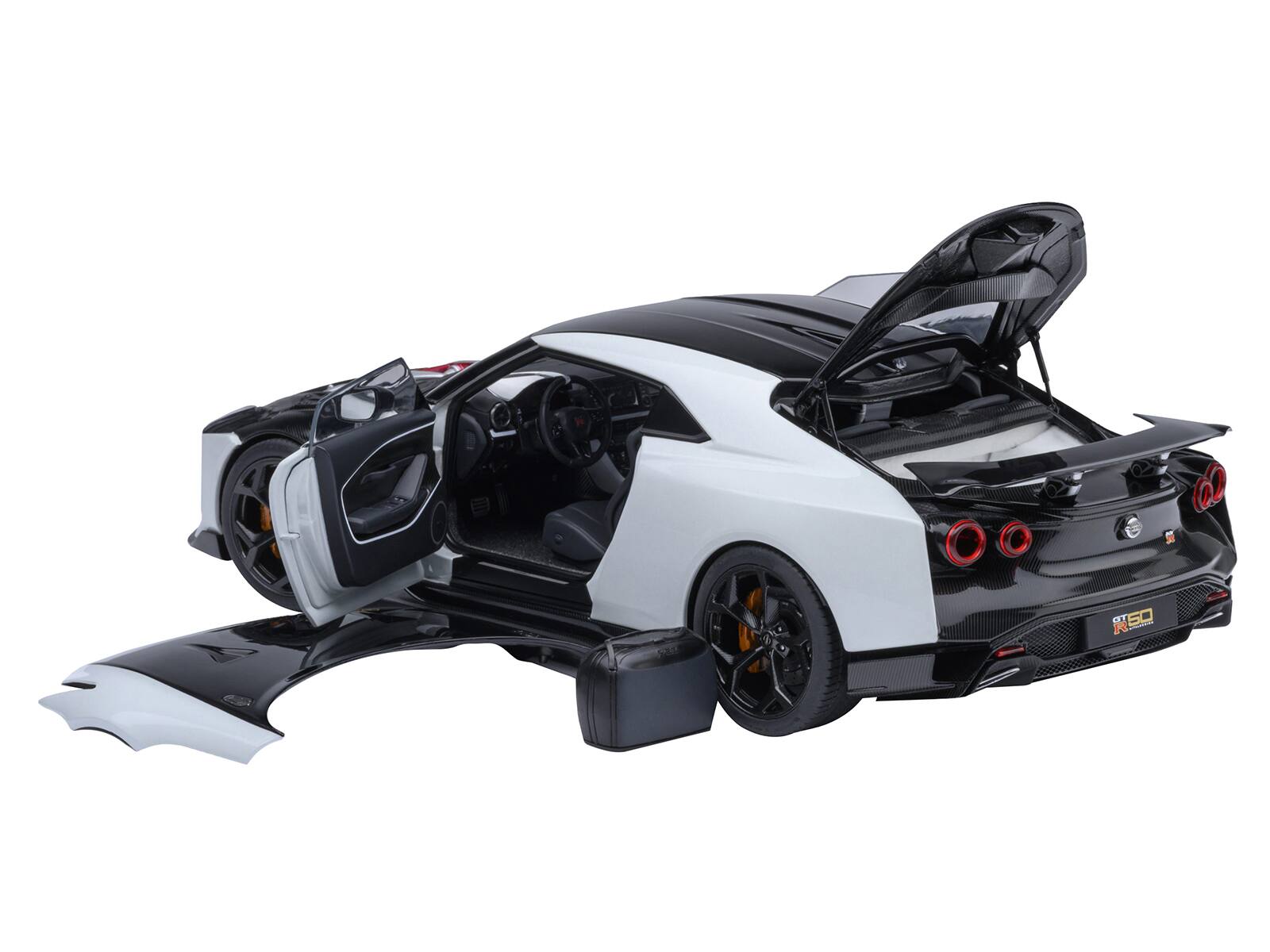 Angle. Autoart - Nissan GT-R50 By ItalDesign Black and White Metallic 1/18 Model Car by Autoart - Black and White Metallic.