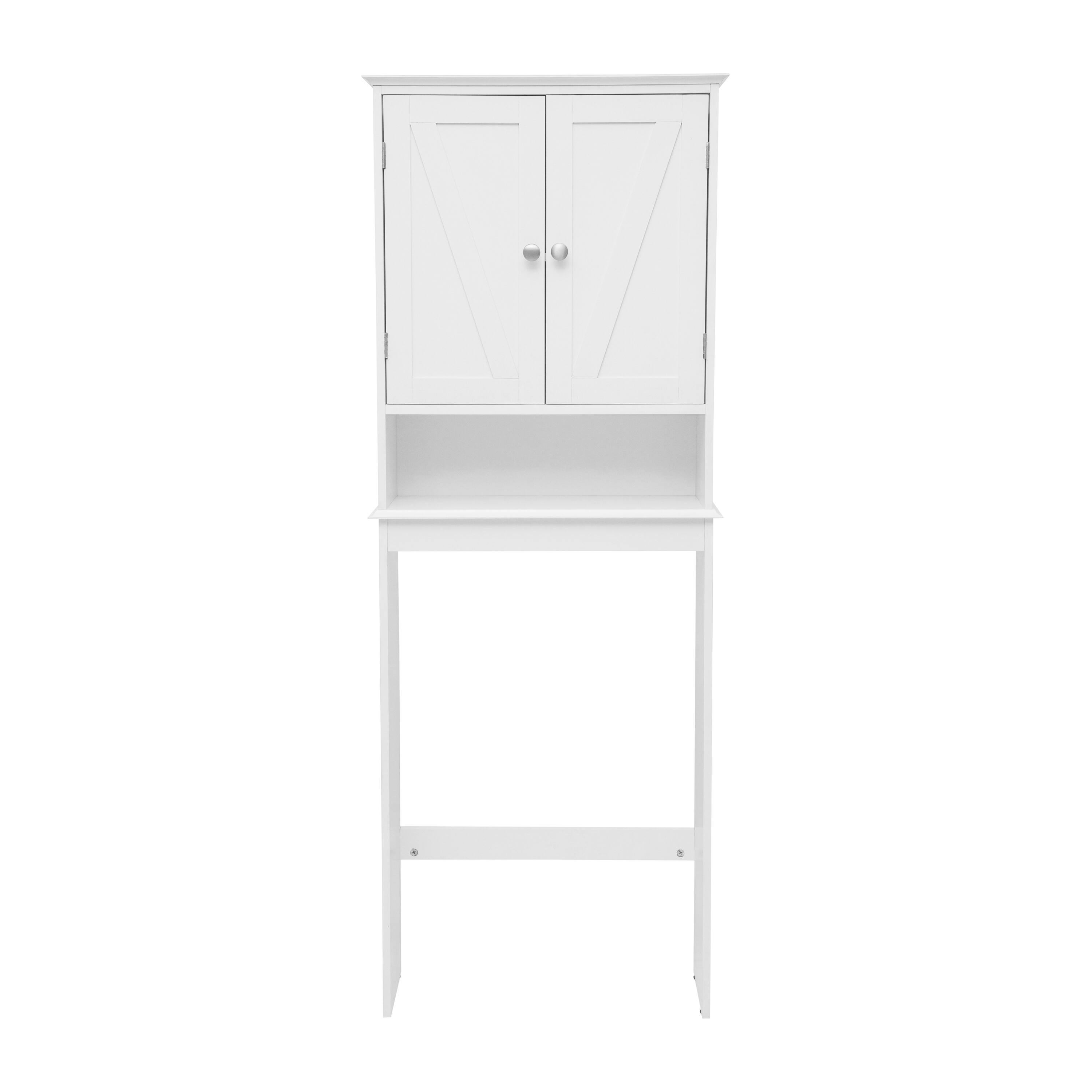 Alt View 9. Emma + Oliver - Farmhouse Over the Toilet Cabinet with Shelves and Magnetic Closure Doors - White.