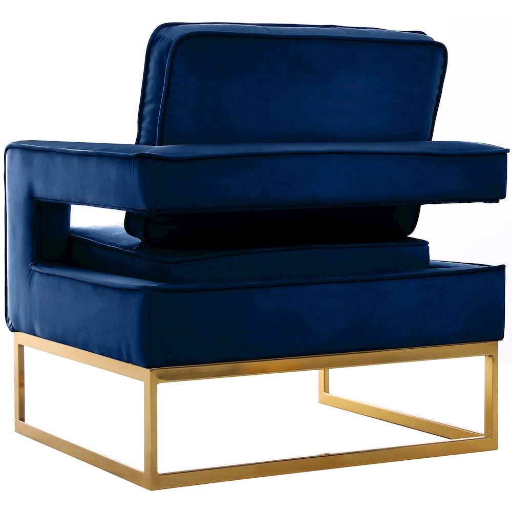 Alt View 4. Meridian Furniture - Noah Navy Velvet Accent Chair - Blue.