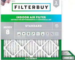 Filterbuy - 21.25x21.25x1 MERV 8 Dust & Allergy Defense, Electrostatic Pleated HVAC AC Furnace Air Filters Replacement (2-Pack) - Silver