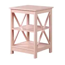 FurniFact - End Table with Shelves — Transitional Coastal Style for Living Room - Blush Pink