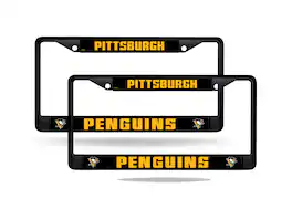 Rico Industries - Pittsburgh Penguins NHL Black Metal License Plate Frame - Set of 2 Friends - Multi