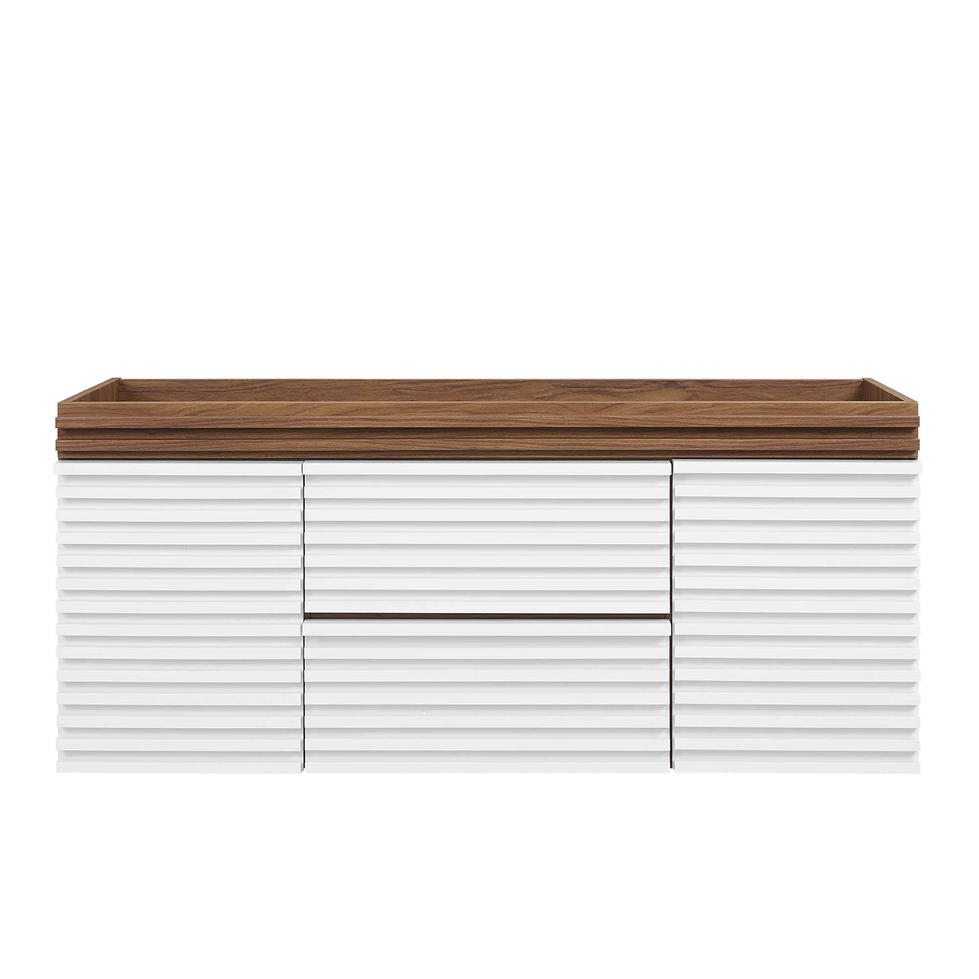 Alt View 5. Modway - Render 48" Wall-Mount Bathroom Cabinet Basin Not Included by Modway - White Walnut.