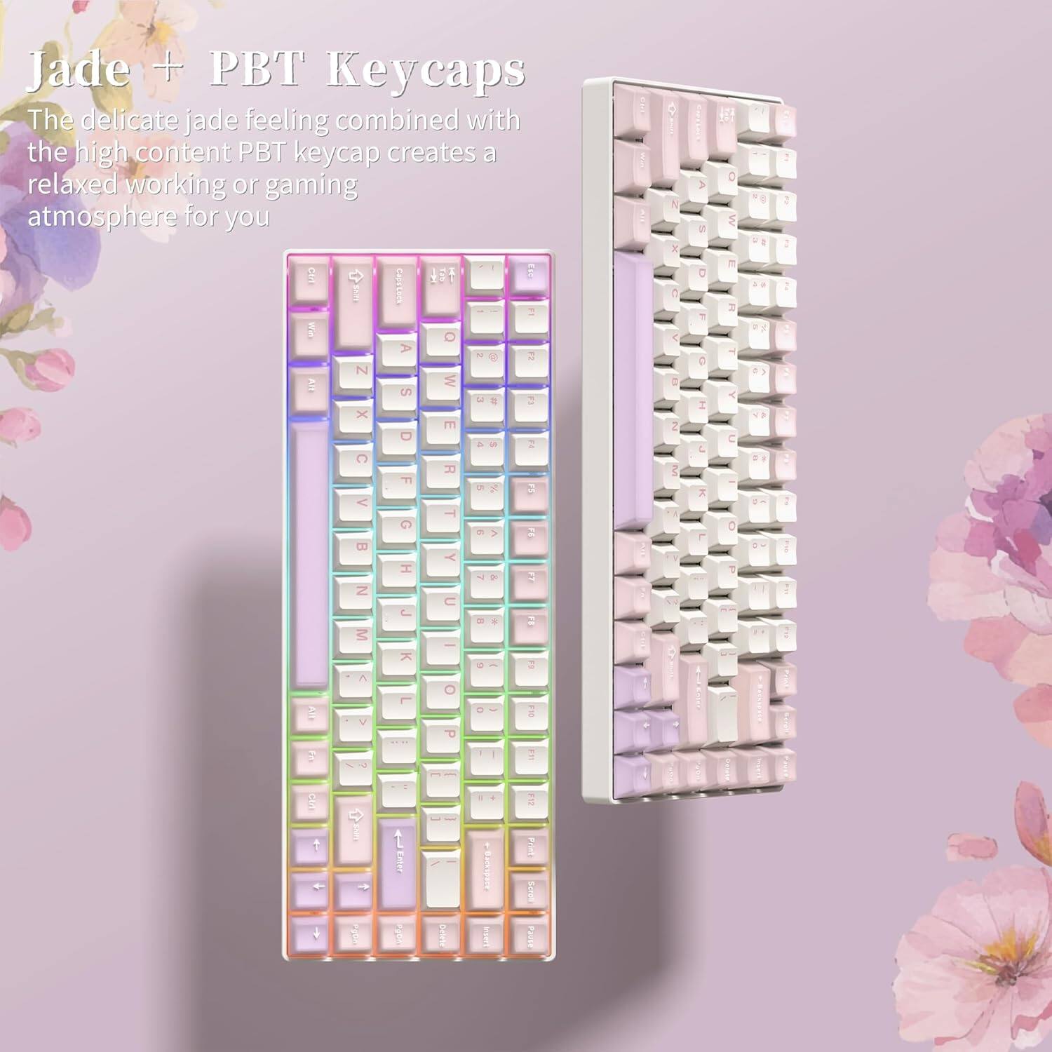 Jade + PBT Keycaps

The delicate jade feeling combined with the high content PBT keycap creates a relaxed working or gaming atmosphere for you