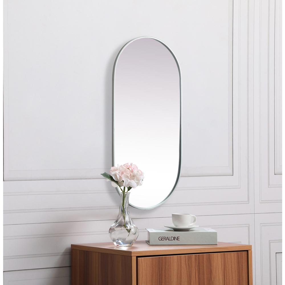 Alt View 6. Elegant Decor - Metal Frame Oval Mirror 24x48 Inch in Silver - Silver.