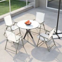 Kadyn - Set of 4 Patio Folding Chair Set with Rustproof Metal Frame, Outdoor Dining Chair for Outside Patio - White