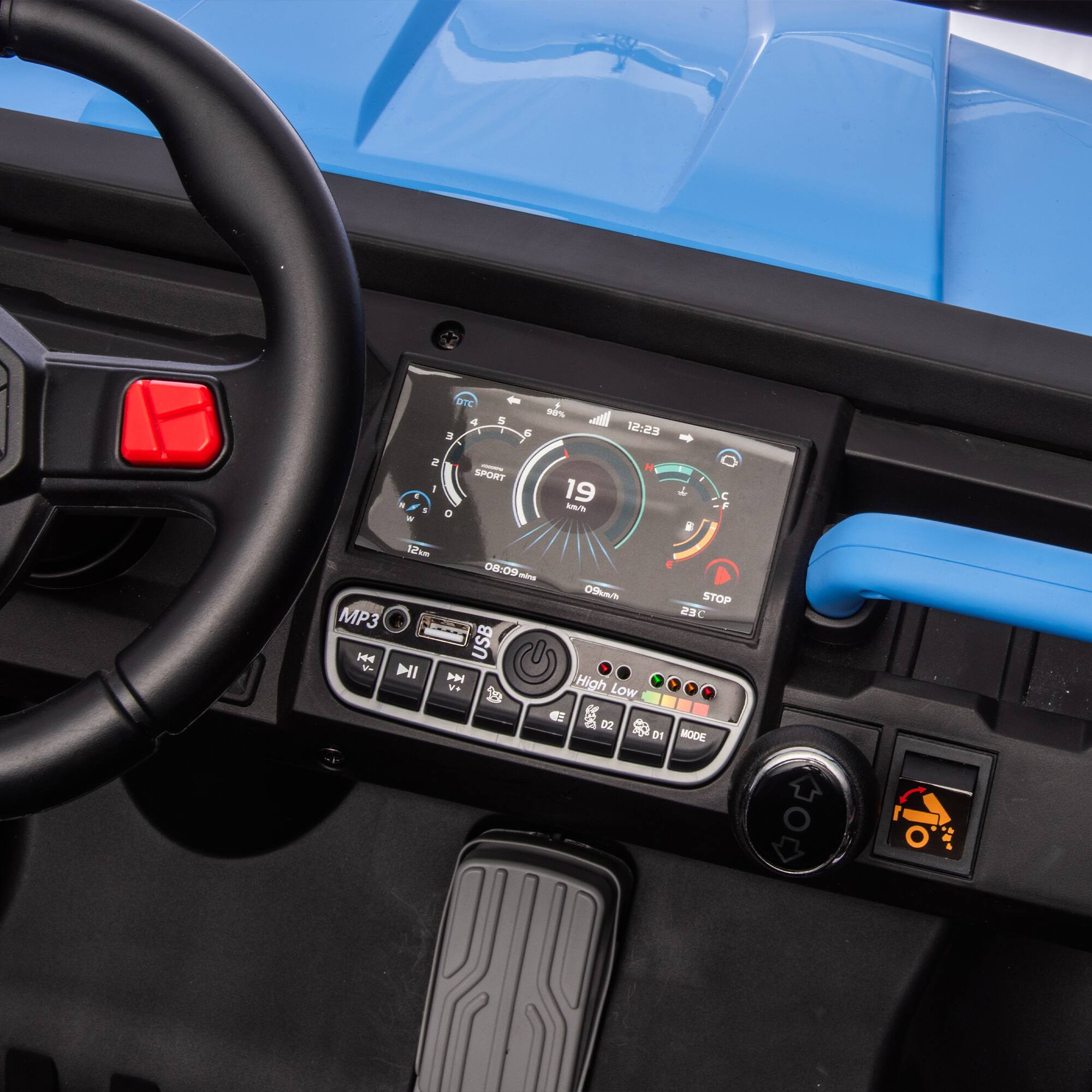 DTC 4 3 B 2% 12:25 e - SPORT 1 a D - Tum O8:09 - MP3 144 USB Wu NI P V+ 29 19 - 0fa High Low a DO 0 F . STOP 29C MODE
