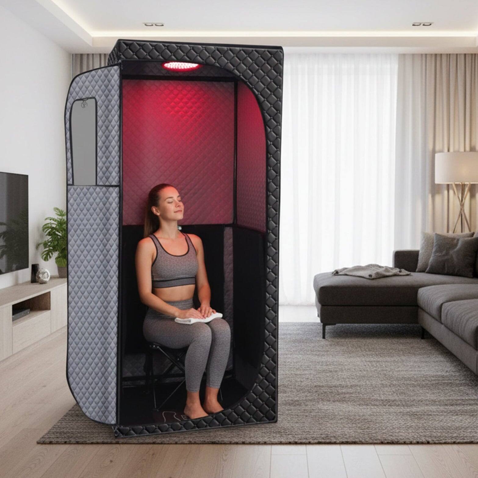 Left. EZLIFE - Infrared Sauna Tent with Red Light | EZLIFE - Black.