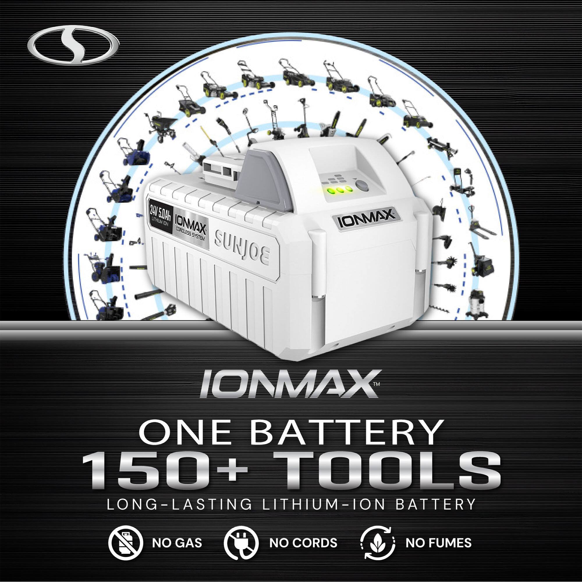 IONMAX  
ONE BATTERY  
150+ TOOLS  
LONG-LASTING LITHIUM-ION BATTERY  
NO GAS  
NO CORDS  
NO FUMES