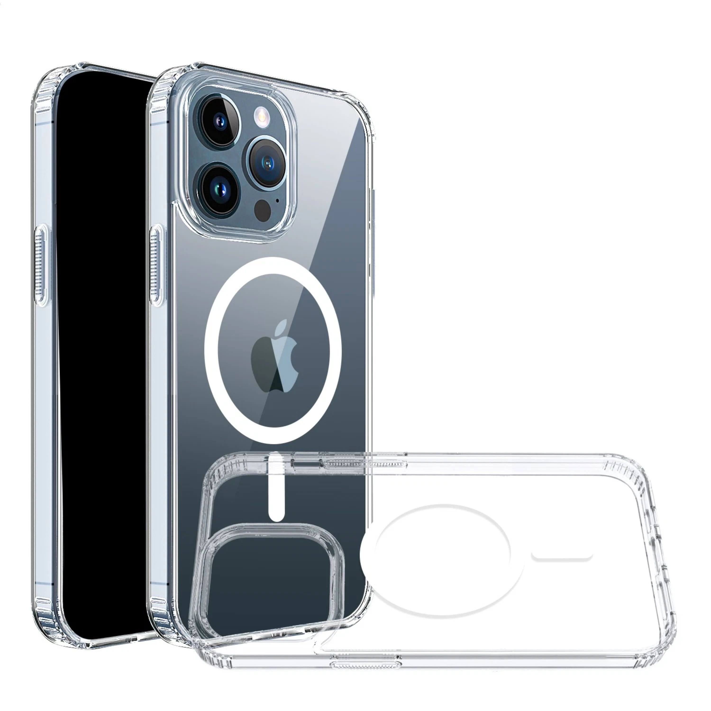 Angle. Kitcheniva - Transparent Phone Case Magnetic Circle With 2 Pcs Screen Protectors For iPhone 15 Pro Max - Clear.